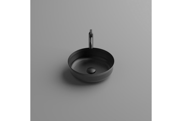 AGAPE UNDICI INOX Раковина Ø380 мм. для установки на столешницу без отверст для смесителя без перелива с донным клап нерж сталь отд Inox brushed ACER0380SP