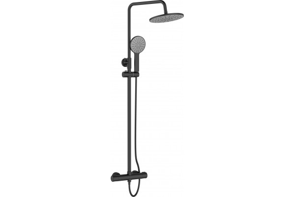 Душевая стойка Agger Thermo A2451244 цвет черный, штанга 125 см, шланг 150 см