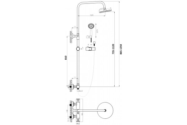 Душевая стойка Agger Thermo A2451244 цвет черный, штанга 125 см, шланг 150 см