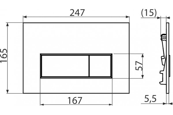 Кнопка смыва AlcaPlast THIN M570 белый механическая,  в стиле hi-tech
