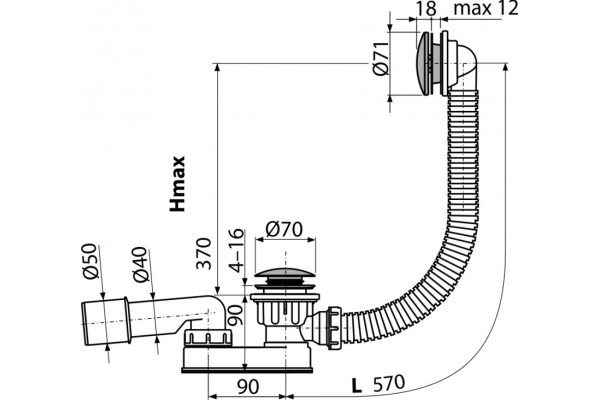 Слив-перелив AlcaPlast A507CKM хром