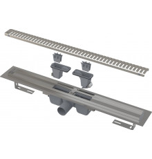 Душевой лоток AlcaPlast APZ1SMART-LINE-750 с опорами и решеткой, хром, в пол около стены