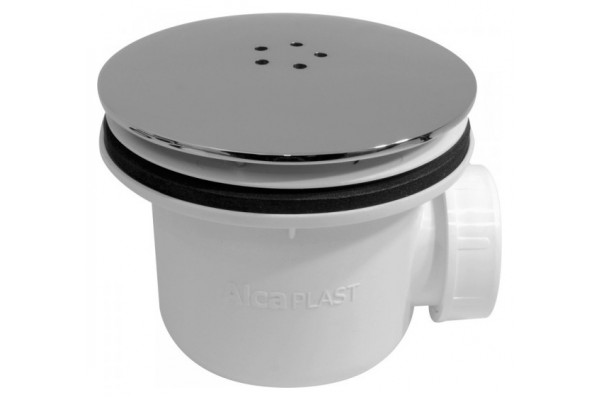 Сифон для поддона AlcaPlast  белый, хром, выпуск боковой