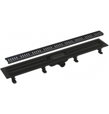 Душевой лоток AlcaPlast APZ10BLACK 950 с решеткой и опорами, в пол около стены, выпуск боковой