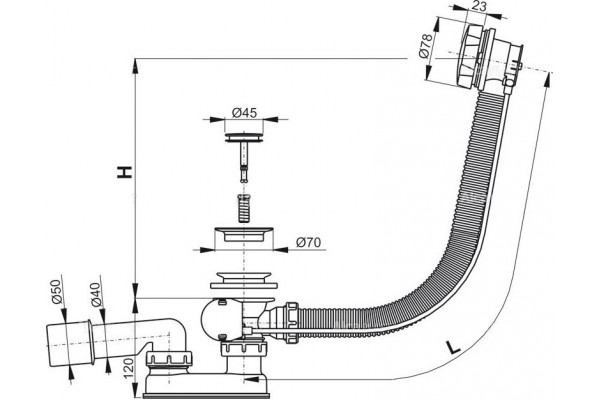 Слив-перелив AlcaPlast A55K-RU-01