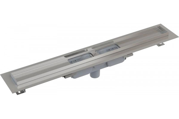 Душевой лоток AlcaPlast APZ1101-650 без решетки в пол около стены, выпуск прямой