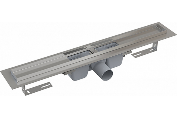 Душевой лоток AlcaPlast APZ1 300 с опорами, серый, хром, выпуск боковой