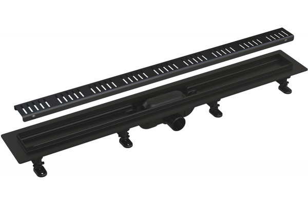 Душевой лоток AlcaPlast AG101101750 с решеткой и опорами, в пол около стены, выпуск боковой