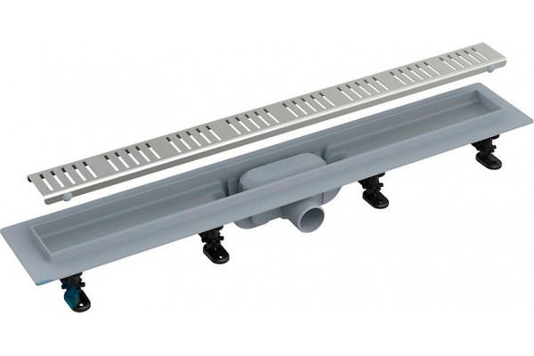 Душевой лоток AlcaPlast AG100401750 с решеткой и опорами, в пол около стены, выпуск боковой
