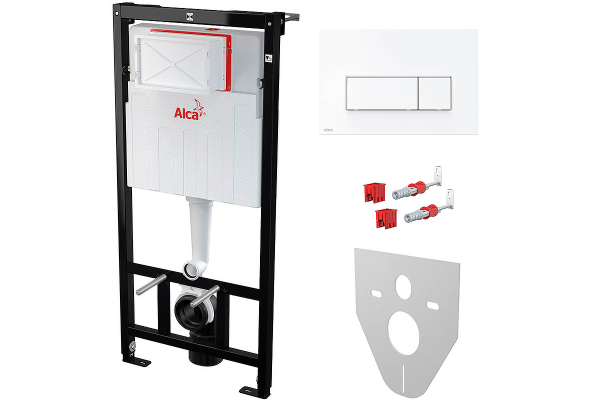 Система инсталляции для унитазов AlcaPlast AM101/1120-4:1 RU M570-0001 кнопка белая прямоугольная 51x25x112 см,  в современном стиле