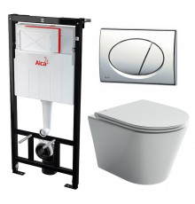Комплект 3 в 1 инсталляция AlcaPlast + Унитаз подвесной Ceramica Nova Forma CN3011 + кнопка хром в современном стиле
