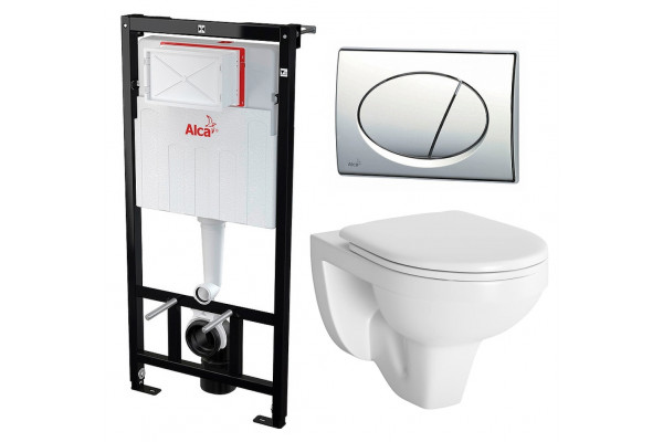 Комплект 3 в 1 инсталляция AlcaPlast + Унитаз подвесной Berges Wasserhaus Gamma 081105 + кнопка хром в современном стиле