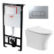 Комплект 3 в 1 инсталляция AlcaPlast + Подвесной безободковый унитаз Cerutti Spa Bernina aria CT7191 + кнопка хром в современном стиле