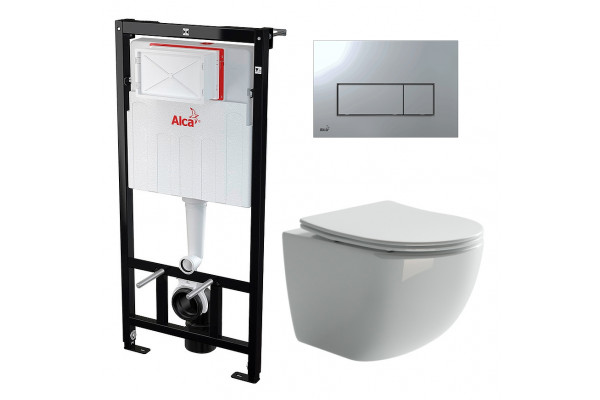 Комплект 3 в 1 инсталляция AlcaPlast + Унитаз подвесной Ceramica Nova Forma CN3009 + кнопка хром в современном стиле