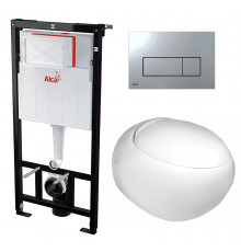 Комплект 3 в 1 инсталляция AlcaPlast + Подвесной унитаз WeltWasser Jeckenbach + кнопка хром в стиле hi-tech