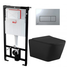Комплект 3 в 1 инсталляция AlcaPlast + Унитаз подвесной Aquanet Tavr-W BW 287011 + кнопка хром  в современном стиле