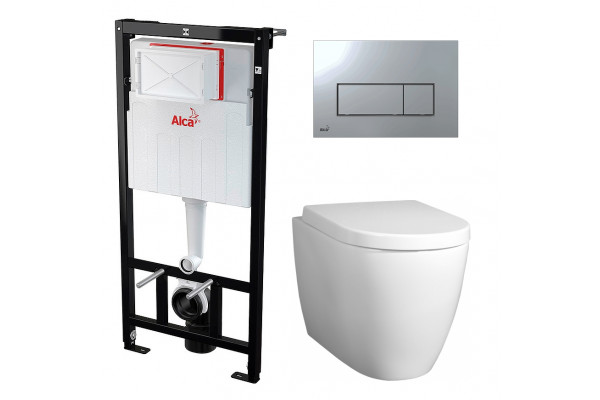 Комплект 3 в 1 инсталляция AlcaPlast + Унитаз подвесной BelBagno Marino + кнопка хром  в современном стиле