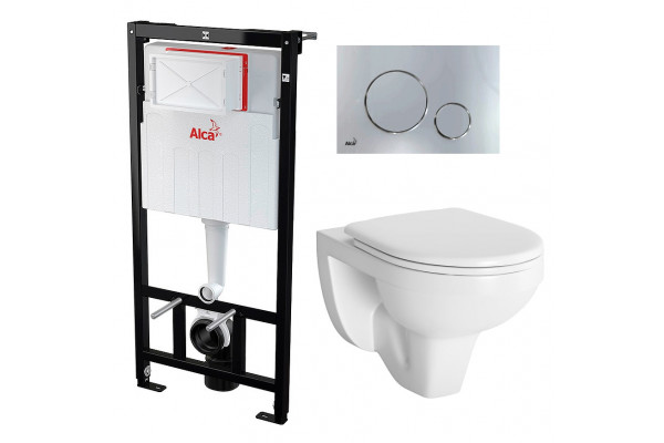 Комплект 3 в 1 инсталляция AlcaPlast + Унитаз подвесной Berges Wasserhaus Gamma 081105 + кнопка хром в современном стиле