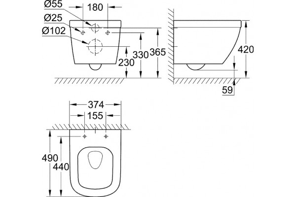 Комплект 3 в 1 инсталляция AlcaPlast + Унитаз подвесной Grohe Euro Ceramic 39206000 + кнопка хром в современном стиле