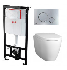 Комплект 3 в 1 инсталляция AlcaPlast + Унитаз подвесной BelBagno Marino + кнопка хром в современном стиле