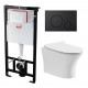 Комплект 3 в 1 инсталляция AlcaPlast + Подвесной безободковый унитаз Cerutti Spa Bernina aria CT7191 + черная кнопка в современном стиле