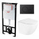 Комплект 3 в 1 инсталляция AlcaPlast + Унитаз подвесной BelBagno Uno + черная кнопка в современном стиле
