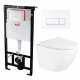 Комплект 3 в 1 инсталляция AlcaPlast + Унитаз подвесной BelBagno Uno + кнопка белая в современном стиле