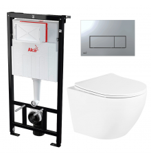 Комплект 3 в 1 инсталляция AlcaPlast + Унитаз подвесной BelBagno Uno + кнопка хром в современном стиле