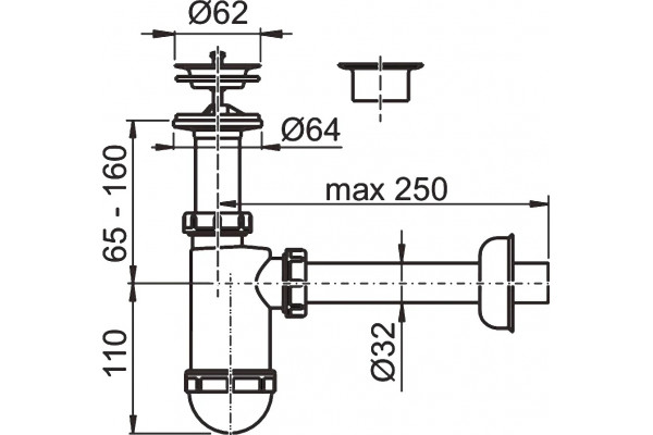 Сифон для раковины AlcaPlast A410 (AG210512432) хром