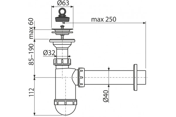 Сифон для раковины AlcaPlast A41(AG210512140) хром