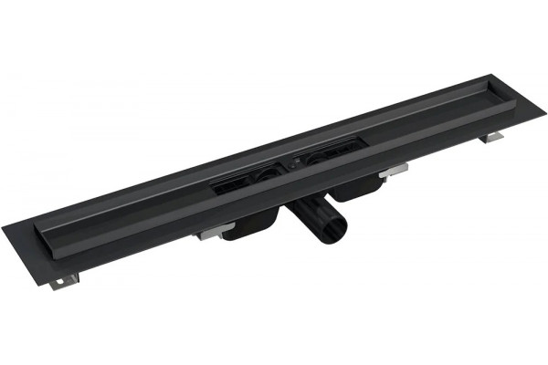 Душевой лоток AlcaPlast APZ101BLACK-550 без решетки в пол около стены, выпуск боковой