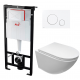 Комплект 3 в 1 инсталляция AlcaPlast + Унитаз подвесной Cerutti Spa Sella aria CT7183 + кнопка белая в современном стиле
