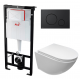 Комплект 3 в 1 инсталляция AlcaPlast + Унитаз подвесной Cerutti Spa Sella aria CT7183 + черная кнопка в современном стиле