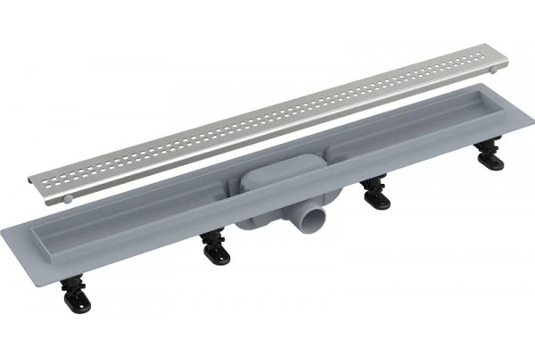 Душевой лоток AlcaPlast APZ9-Simple AG100201650 (APZ9-650M) с решеткой и опорами, в пол около стены, выпуск боковой