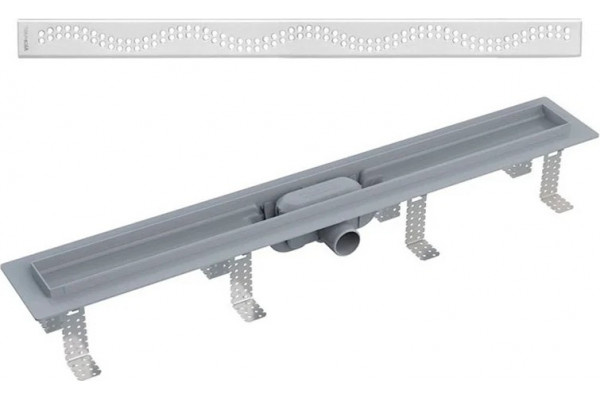 Душевой лоток AlcaPlast APZ8-Simple AG100101750 с решеткой и опорами, в пол около стены, выпуск боковой