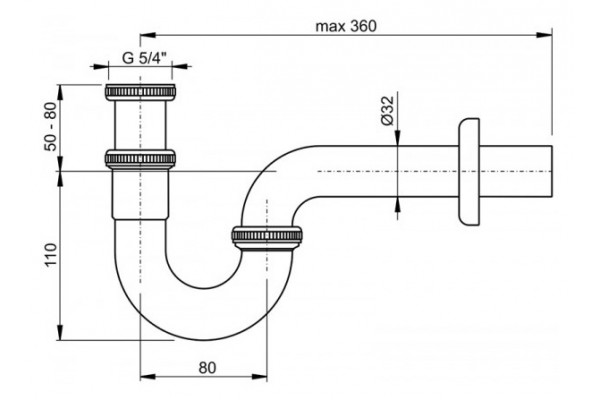 Сифон для раковины AlcaPlast A432 хром