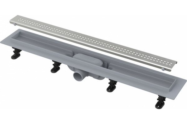 Душевой лоток AlcaPlast APZ9-Simple 550 с решеткой и опорами, серый, хром, выпуск боковой