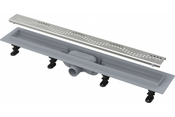 Душевой лоток AlcaPlast APZ8-Simple 650 с решеткой и опорами, серый, хром, выпуск боковой