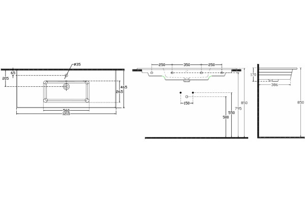 Раковина Allen Brau Fantasy Flat 122x47, без перелива, белая, прямоугольная, цвет белый