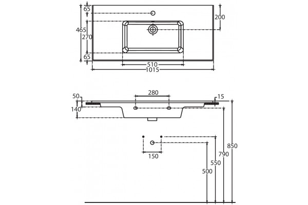 Раковина Allen Brau Fantasy Flat 102x47, без перелива, белая, прямоугольная, цвет белый