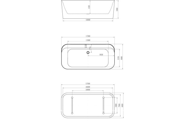 Акриловая ванна Allen Brau Infinity 1 170x80, белая матовая, прямоугольная, отдельностоящая
