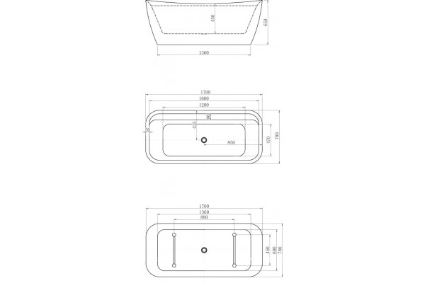 Акриловая ванна Allen Brau Infinity 2 170x78, белая матовая, прямоугольная, отдельностоящая