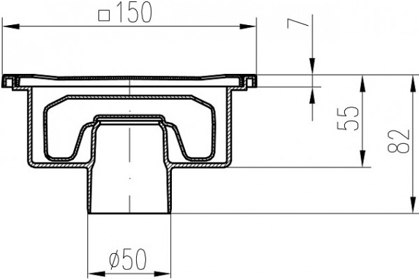 Душевой трап Alpen DN50/82XN белый, хром, в пол около стены, выпуск прямой