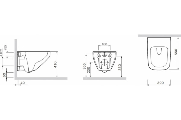 Унитаз подвесной Am.Pm Inspire V2.0 C50A1700SC безободковый белый, прямоугольный, 39x55 см