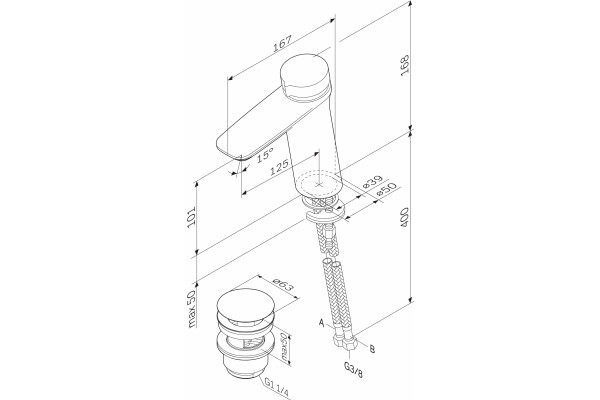 Смеситель Am.Pm Inspire V2.0 F50A02500 TouchReel для раковины нажимной, хром