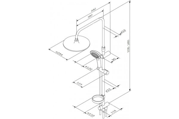 Душевая стойка AM.PM Spirit 2.0 F0770A100 хром, штанга 146 см
