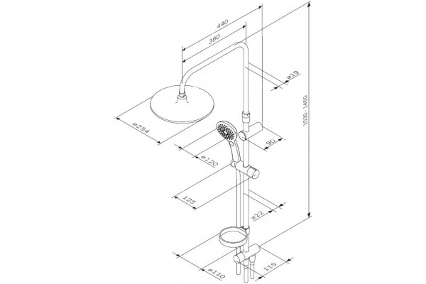 Душевая стойка AM.PM Inspire 2.0 F0750A100 хром, штанга 146 см