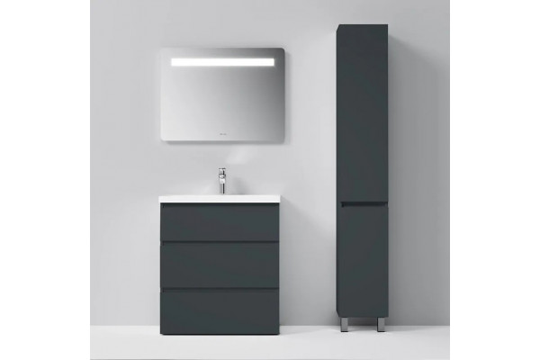 Шкаф-пенал AM.PM Gem S 30 R, напольный, графит матовый, с дверками, правый