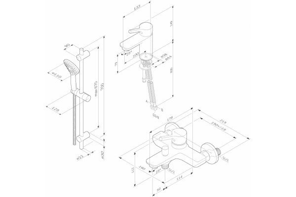 Душевой комплект AM.PM X-Joy S F40985B00 хром, шланг металлический 175 см