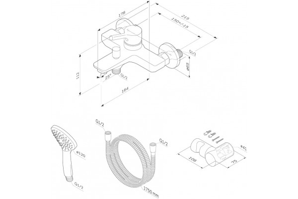 Смеситель AM.PM X-Joy S F85B15000 для ванны с душем, однорычажный, хром